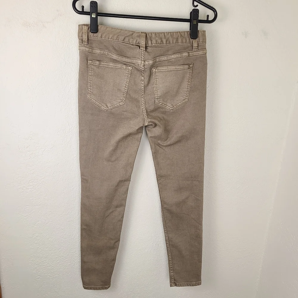 Free People Beige Destroyed Knee Skinny Jeans